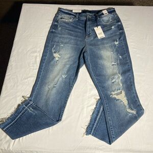 Judy Blue cropped distressed raw edge high-rise women’s jeans sz 13/31 NWT